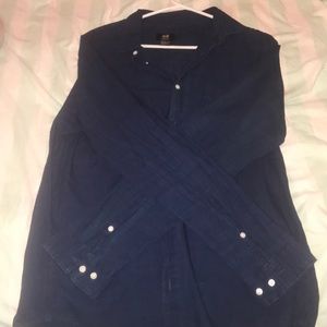 Long sleeve dark blue button down h&m shirt
